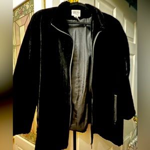 Holiday glamour! Chico’s velvet jacket, silk lining